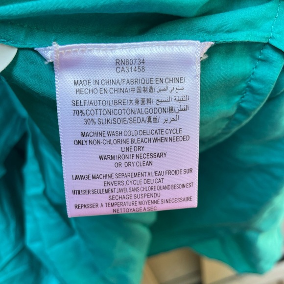 BCBG MAXAZRIA Button Front Sleeveless Ruffled Teal Blue Midi Dress Size XS - Picture 9 of 12